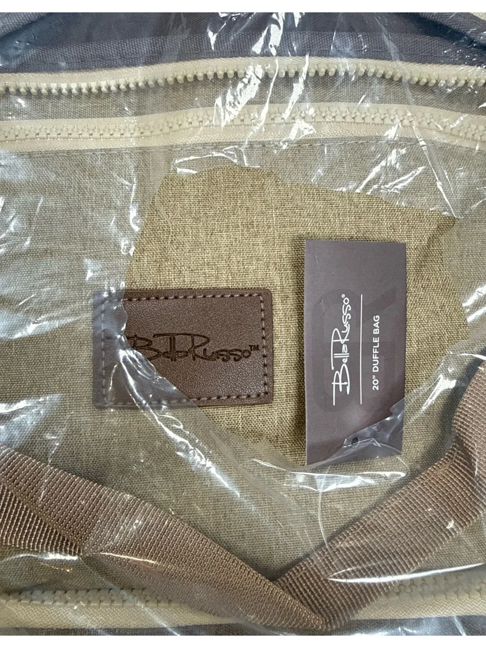 Set of 2 Bella Russo Two-Tone Brown & Tan Duffel Bag NWT